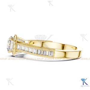 แหวนหมั้นเพชร CVD ทรงกลมแบบ Halo ผลิตตามสั่ง พร้อมใบรับรอง IGI ทองคำแท้ 14k วงแหวนแต่งงานและวันครบรอบแบบ Milgrain - Product Image 2