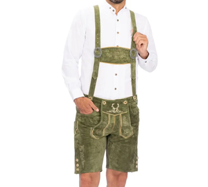 Lederhosen traditionnels bavarois allemands pour hommes avec logo personnalisé – Costume pour le festival de la bière d'Oktoberfest – Costume Trachten en cuir véritable - Product Image 1
