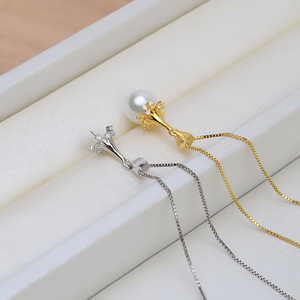 Wenchi S925 Silver <b>Flower</b> Hat Baotou Pendant Earhook Personalized Female Pearl Ear <b>Ornament</b> DIY Fashion Jewelry Sets Empty Tray - Product Image 4