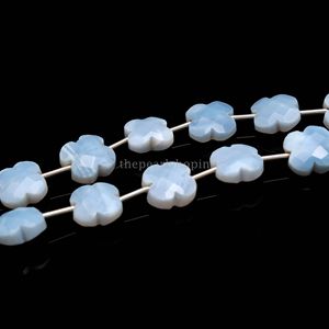 ลูกปัดแกะสลักรูปใบโคลเวอร์สี่แฉกโอปอลสีน้ำเงินธรรมชาติ ขนาด 11-12 มม. ลูกปัดพลอยโอปอลสีน้ำเงินรูปดอกไม้ ขายส่งจำนวนมาก ลูกปัดโอปอลแบบเส้นยาว 8 นิ้ว - Product Image 3