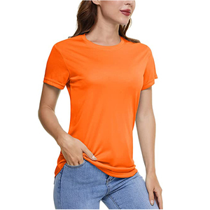 Camisetas de Mujer en Oferta, Corte Ajustado, Lisas, con Logotipo Personalizado, Cuello Redondo, Manga Corta, Verano, Color Sólido, Teñidas, Cuello Redondo - Product Image 3