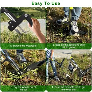 38.97in Aluminum Manual Weeder Stand-Up <b>Tool</b> with 4 Claws for Weed Removal Without Bending Kneeling for Lawn Yard Gardening - Product Image 4
