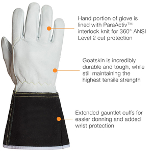 Gants de soudage en cuir de chèvre de haute qualité, longueur coude, résistants au feu, avec renforts sur la paume, pour la sécurité quotidienne en extérieur - Product Image 2