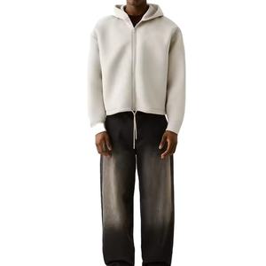 New Fashion Men's Blank 550gsm Drop Shoulder <b>Hoodie</b> Oversized Cotton Fleece Full <b>Zip</b> <b>up</b> <b>Cropped</b> Hoodies for Men 2026 - Product Image 2