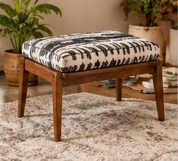 Banco Otomano Rectangular Moderno de Madera, Taburete Acolchado con Asiento Tapizado y Patas de Madera para Decoración de Muebles de Sala de Estar - Product Image 1