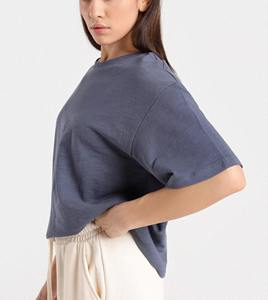 Women's Short Sleeve Cotton Jersey T-Shirt Casual Solid Color Regular Fit Knitted Plain Dyed <b>Top</b> - Product Image 4