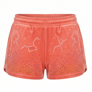 Shorts cargo unisexes en velours, design galaxie avec strass, style streetwear, Maluza Industries, respirant, séchage rapide, écologique - Product Image 1