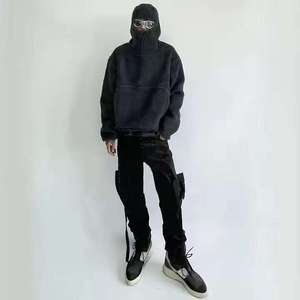 Custom Logo Ninja Hoodie Mens Oversized Heavyweight Double Hood Balaclava Streetwear Pullover Embroidered Winter Fashion Hoodie - Product Image 3