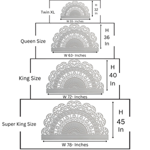 Tête de lit Cal King Size en bois d'ingénierie sculpté à la main, motif floral demi-lune, finition blanchie à la chaux, décoration de lit en bois sculpté Smart Art - Product Image 6