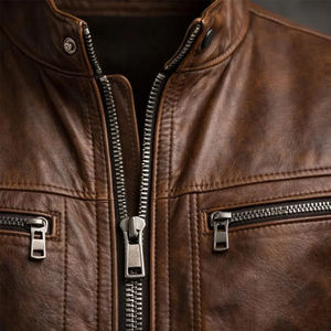 Blouson en cuir noir pour homme 2026, style motard, fermeture éclair asymétrique, manteau de style moto, cuir d'agneau de qualité supérieure, vêtements de rue, design unisexe - Product Image 4