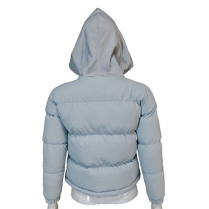 Wholesale Custom Unisex Cropped Puffer Jacket, Hooded Padded <b>Winter</b> <b>Coat</b> with Front Pockets, Stylish <b>Warm</b> Outerwear for Women - Product Image 2