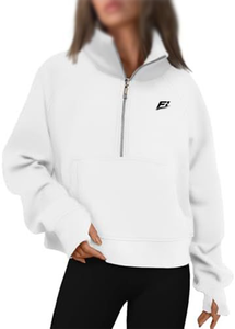 Sudadera personalizada OEM para mujer, de forro polar, con media cremallera, cuello alto, estilo oversize, con orificios para los pulgares - Product Image 2