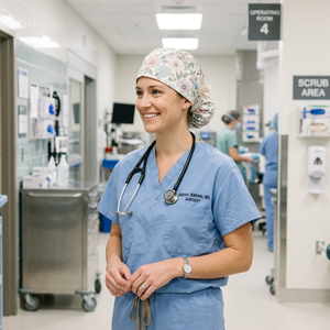 Women Medical Scrub Cap <b>Red</b> Polka Dot Cotton Polyester Woven Needle Detection Hospital Uniform Surgical <b>Hat</b> With Back Ties - Product Image 6