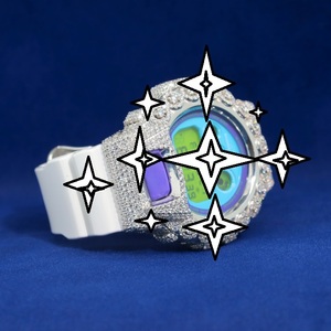 Montre numérique de luxe en moissanite avec bracelet en silicone, affichage LED bleu, style tendance - Product Image 3