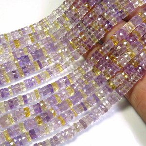 Cuentas de Ametrina Rosa Natural en Forma de Heishi de 5.5mm, Perforadas al Centro, Hilo de 16 Pulgadas, Gemas de Joyería Facetadas de Alta Calidad - Product Image 2