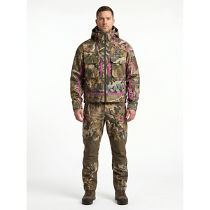 <b>Men's</b> Hooded Camouflage Coated Hunting <b>Jacket</b> with Zipper Front <b>Waterproof</b> & Windproof Safari Style Custom Design - Product Image 1
