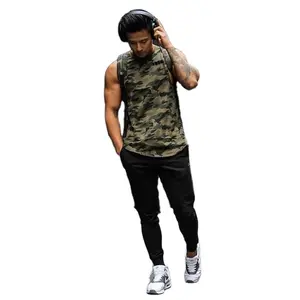 Camo Tank Top Hombres fitness Gimnasio Transpirable Jersey de algodón suave Muscle Stringer Running Tank Top fabricación