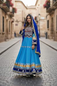 Robe afghane Kuchi vintage ethnique, broderie artisanale, ceinture, longueur maxi, manches longues, robe de soirée modeste pour femmes. - Product Image 3