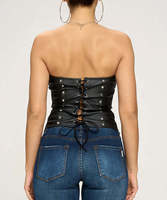 Corset en cuir pour femme, à maintien moyen, avec rivets, écologique, confortable, gaine amincissante, soutien modelant, respirant, pour usage quotidien, OEM