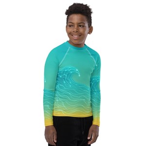 Men's Long Sleeve Rash Guard: Blue <b>Coral</b> UPF 50+ Surf Shirt - Product Image 1