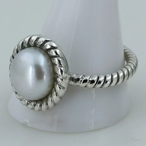 Anillo de perlas de agua dulce, plata de ley 925, regalo de joyería para ella, engaste de bisel, joyería de perlas hecha a mano - Product Image 4