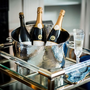 Baignoire de bouteille de vin de champagne pour outils de bar et restaurants martelé grande baignoire de placage de nickel de boisson plaqué argent - Product Image 3