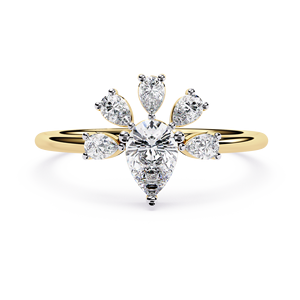 Anillos clásicos de compromiso, boda y aniversario con diamantes de corte pera cultivados en laboratorio, engastados con puntas, en oro macizo de 14K, joyería fina. - Product Image 1