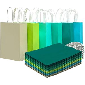 30 sacchetti regalo verdi piccoli con manici, dimensioni 8,3"x6"x3", usi multipli, 6 colori diversi - Product Image 2