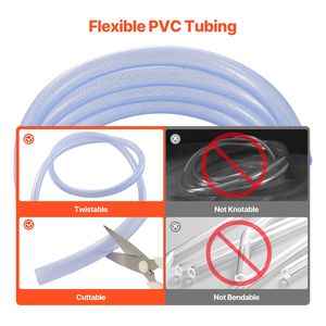 Tubo de Vinilo Transparente Trenzado, 3/4'' DI x 19/20'' DE, 10 Pies, 1/10 de Pulgada de Grosor de Pared, Plástico PVC Liso y Flexible, Manguera Transparente Cortable - Product Image 2