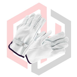 Guantes de seguridad para conductor de cuero granulado de vaca, resistentes al desgarro, transpirables, antiestáticos, anticorte, antideslizantes, sin silicona, blancos - Product Image 4