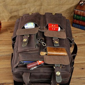 Ultimate <b>Waterproof</b> Leather <b>Backpack</b> Anti-Theft Vintage Laptop Rucksack Genuine Leather Luxury LBP-0350 - Product Image 6