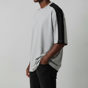 T-shirt oversize pour homme, jersey uni sur le devant, coton très demandé, coupe ample, streetwear décontracté, respirant, léger, tenue tendance - Product Image 2
