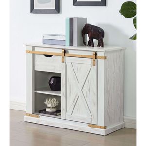 Consolle Rustica Bianca Anticata con Dettagli Dorati, 1 Pezzo, con Cassetto Contenitore, Tavolino da Divano per Arredamento Soggiorno - Product Image 1