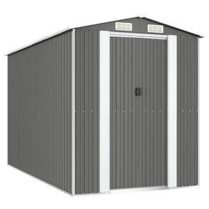 Light Gray 75.6"x140.6"x87.8" Galvanized Steel <b>Garden</b> <b>Shed</b> <b>Storage</b> Solution - Product Image 2