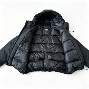 <b>Men's</b> <b>Black</b> Hooded Bomber Jacket <b>Long</b> Loose Anti-Bacterial Faux Fur Lining Moto Biker Style Spring Zipper <b>Coat</b> - Product Image 6