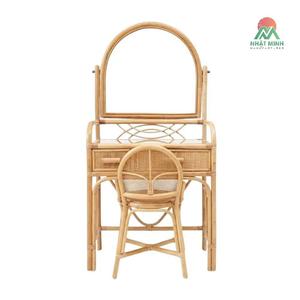 Nhat Minh Rattan <b>Dressing</b> <b>Table</b> <b>With</b> Flip Top Mirror <b>Storage</b> Drawer Tropical Style Bedroom Vanity Set - Product Image 2
