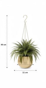 Pots à fleurs suspendus modernes en or avec chaîne pour plantes d'intérieur, design minimaliste, jardinières en métal de forme circulaire - Product Image 3