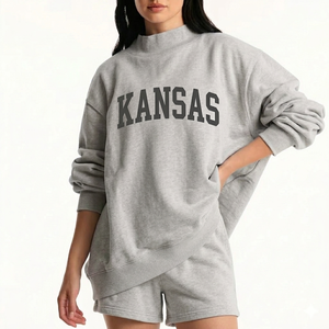 Women Casual <b>Mock</b> <b>Neck</b> <b>Top</b> With Shorts Set Warm Cozy Comfortable Relaxed Fit Stylish Everyday Wear Clothing - Product Image 1