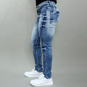 กางเกงยีนส์เดนิมยืดสีน้ำเงินทรงกลางสำหรับผู้ชายขายส่ง Gex - Product Image 5