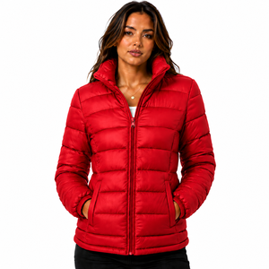Veste matelassée légère et respirante jaune pour femme, manches longues, col montant, fermeture éclair, vêtement d'extérieur d'hiver - Product Image 3