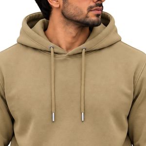 <b>Mens</b> Khaki Pullover Hoodie <b>Long</b> <b>Sleeve</b> Casual Sweatshirt Custom Logo Streetwear Sportswear <b>Top</b> Shoukat Apparel Manufacturer - Product Image 2