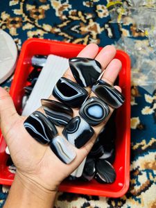 Lote de Gemas Sueltas de Ágata Negra con Banda, Forma Libre, Natural, para Hacer Collares, Forma Mixta - Product Image 3