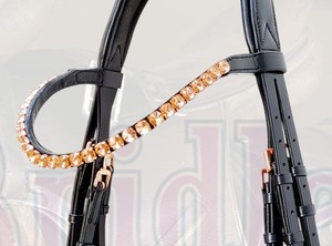 Brida Premium HM Global Equestrian con ceñidor de cuero DD de vaca suave de 10 mm y frontal de cuero con cristales Arena para salto GP Full Cob - Product Image 3
