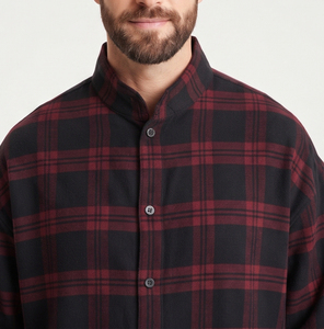 Ensemble de pyjama en flanelle à carreaux pour homme, deux pièces, manches longues, col montant, boutons sur le devant, coupe régulière, coton d'hiver, deux pièces, décontracté, pour dormir - Product Image 4