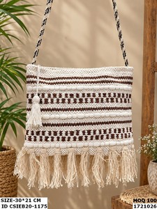 Bohemian Woven Crossbody <b>Bag</b> With Tassel Fringe Geometric Pattern Shoulder Strap Women's <b>Messenger</b> <b>Bag</b> eco friendly daily use - Product Image 4