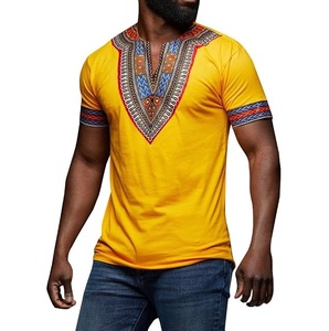Camisetas Dashiki Africanas Sublimadas con Cuello en V, Ajustadas, para Gimnasio y Entrenamiento, Camisetas de Verano de Algodón con Estampado Africano - Product Image 4