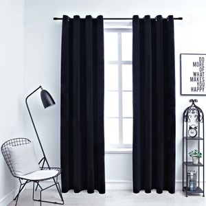 2 pezzi 54 "x 63" tende oscuranti in velluto nero con anelli mantovane oscuranti - Product Image 1