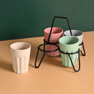 Juego de Tazas de Té Modernas de 6 Piezas con Soporte Metálico, Juego de Tazas Coloridas con Soporte para Servir Té y Café, Elegante Juego de Vasos para Bebidas de Cocina - Product Image 2