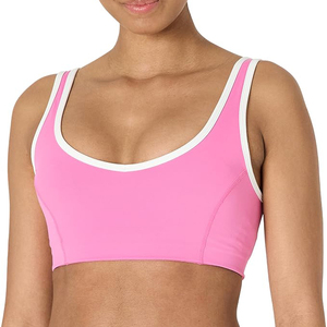 Sujetador Deportivo Premium Rosa Brillante con Escote Redondo para Ejercicio de Bajo Impacto y Yoga en Estudio - Product Image 1