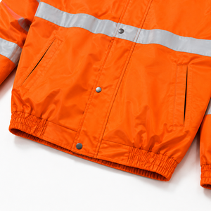 <b>Heavy</b> <b>Duty</b> Hi Visibility Polyester Workwear Safety Jacket Reflective <b>Tape</b> Hood Dual Chest Pockets Side Hand Pockets Elastic Cuff - Product Image 4
